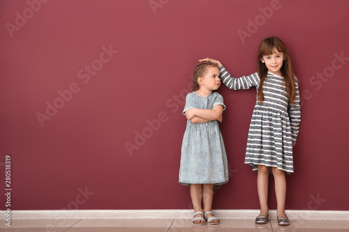 Little girls measuring heig...