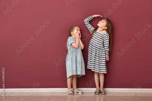 Little girls measuring heig...