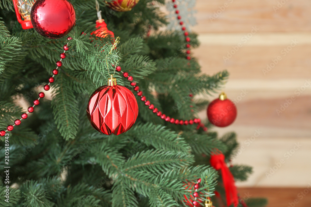 Beautifully decorated Christmas tree, closeup