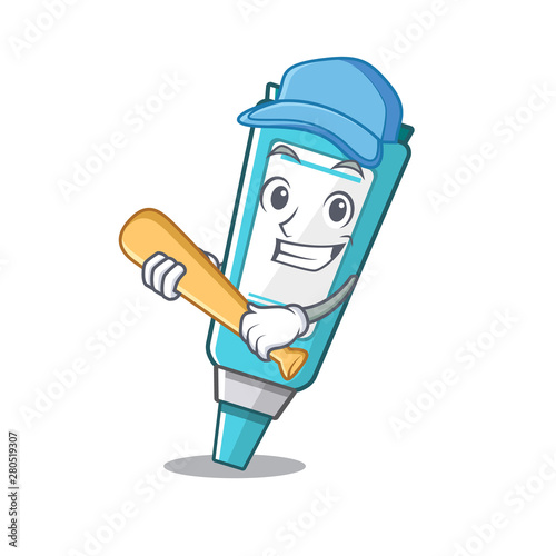 Playing baseball ointment placed in the cartoon sink