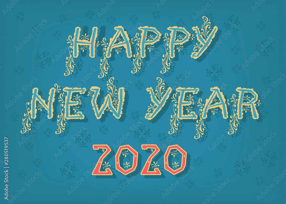 Fototapeta premium Szczęśliwego Nowego Roku 2020. Płatki śniegu