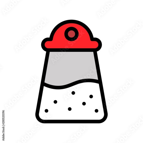  Salt shaker bottle. filled icon editable outline