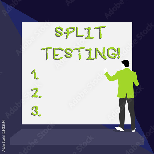 Word writing text Split Testing. Business photo showcasing issuing the traffic of a website between two different URLs