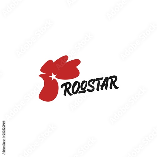 roostar rooster star head logo vector icon illustration