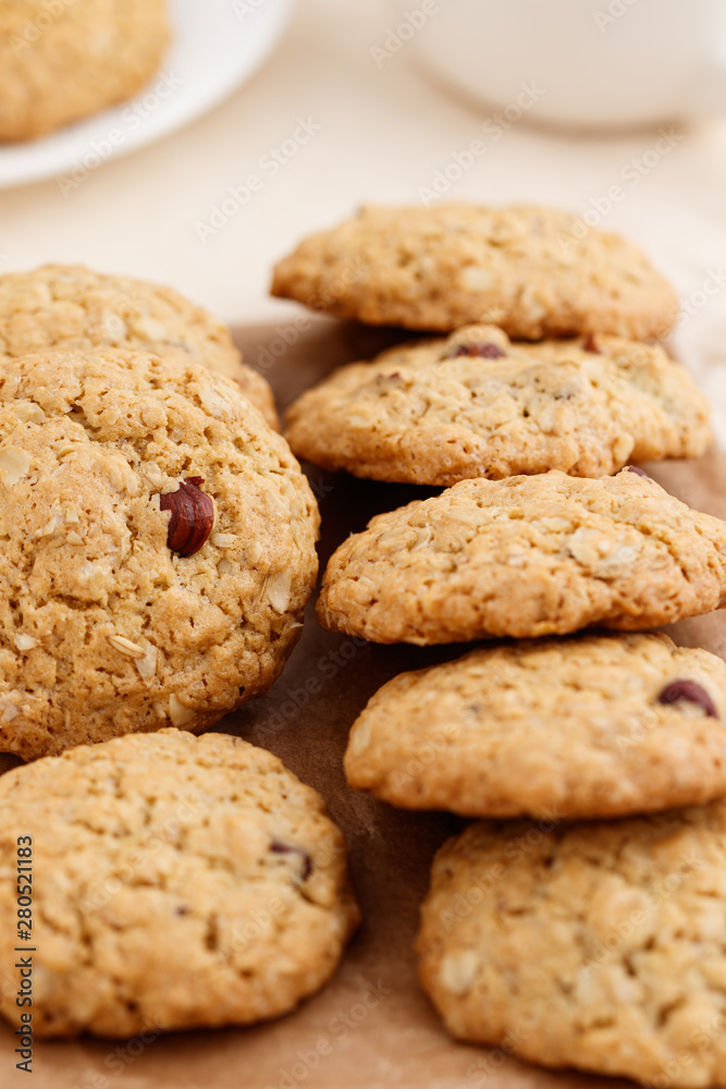 Oatmeal cookies with brown nuts Oatmeal cookies with brown nuts