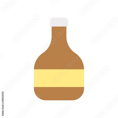 beverage or alcohol glass bottle processed food flat design icon.