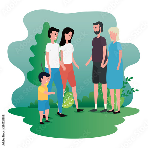 old woman and man with their family and grandson