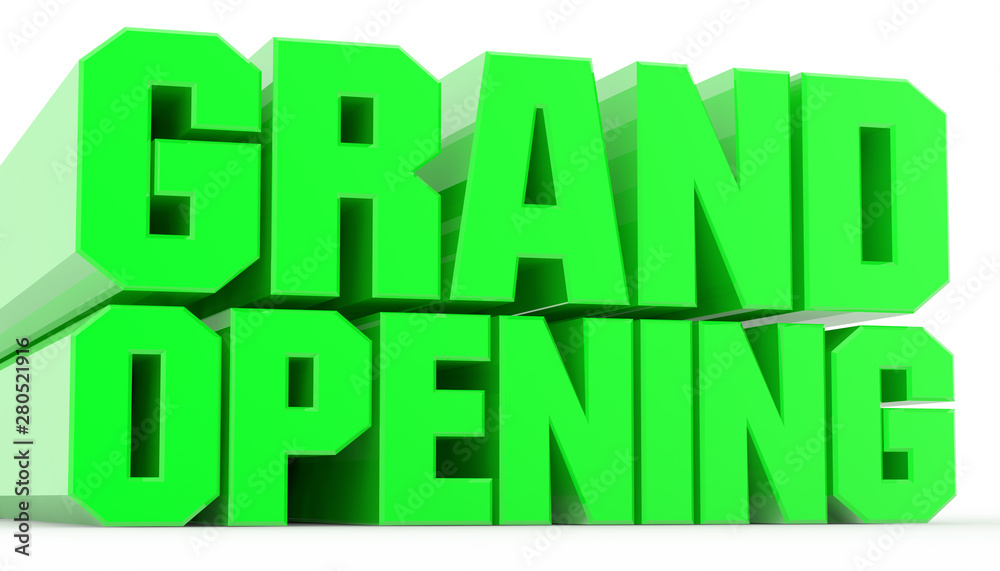 3D GRAND OPENING word on white background illustration 3D rendering 3D GRAND OPENING word on white background illustration 3D rendering