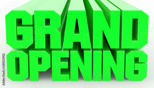 3D GRAND OPENING word on white background illustration 3D rendering