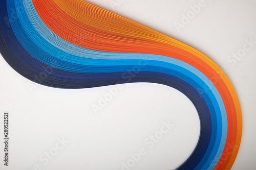 Abstract color wave curl rainbow strip paper background. Template for prints, posters, cards.