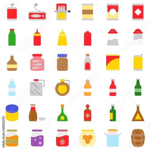 food container and processed food  flat icon outline editable