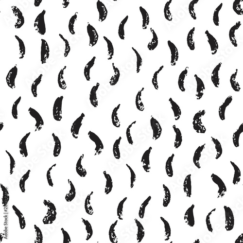 Black ink repeating on white background. Hand drawn abstract seamless pattern.