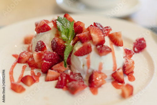 dessert - whipped mascarpone with strawberries