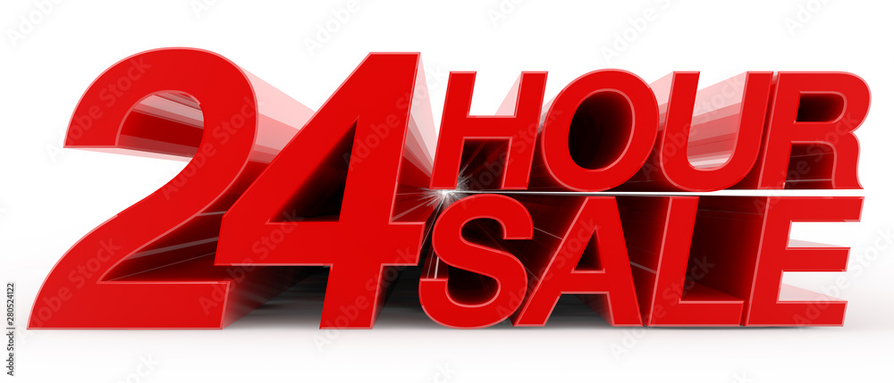 24 HOUR SALE word on white background illustration 3D rendering 24 HOUR SALE word on white background illustration 3D rendering