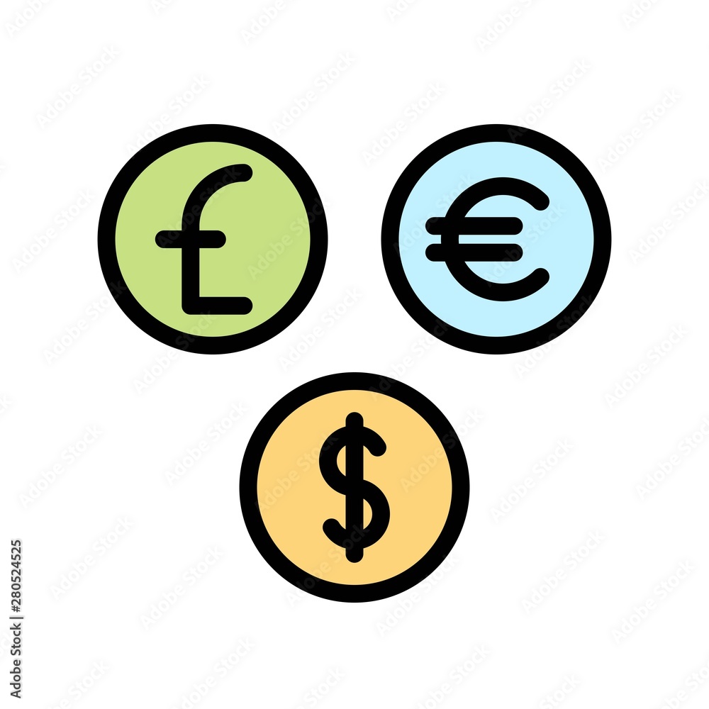 dollar euro pound coins flat icon editable outline in business dollar euro pound coins flat icon editable outline in business