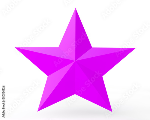 3D pink star on white background illustration 3d rendering