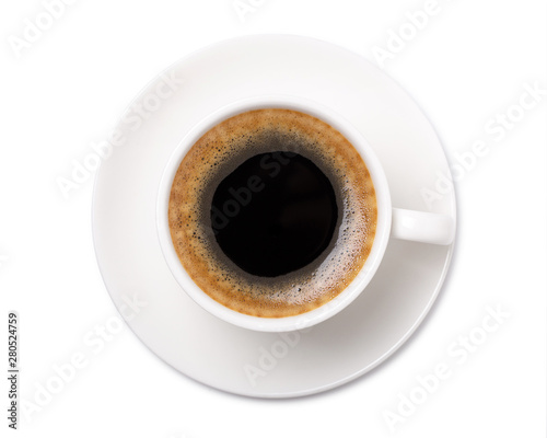 coffee cup top view isolated on white background.