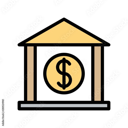 bank flat icon editable outline in business financial investment