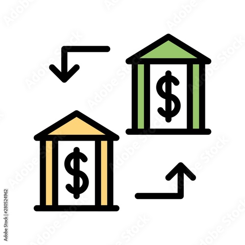 Loan money between bank flat icon editable outline in business and finance