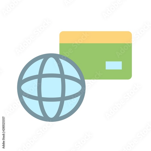 internet credit card banking or marketing worldwide  business flat design icon.