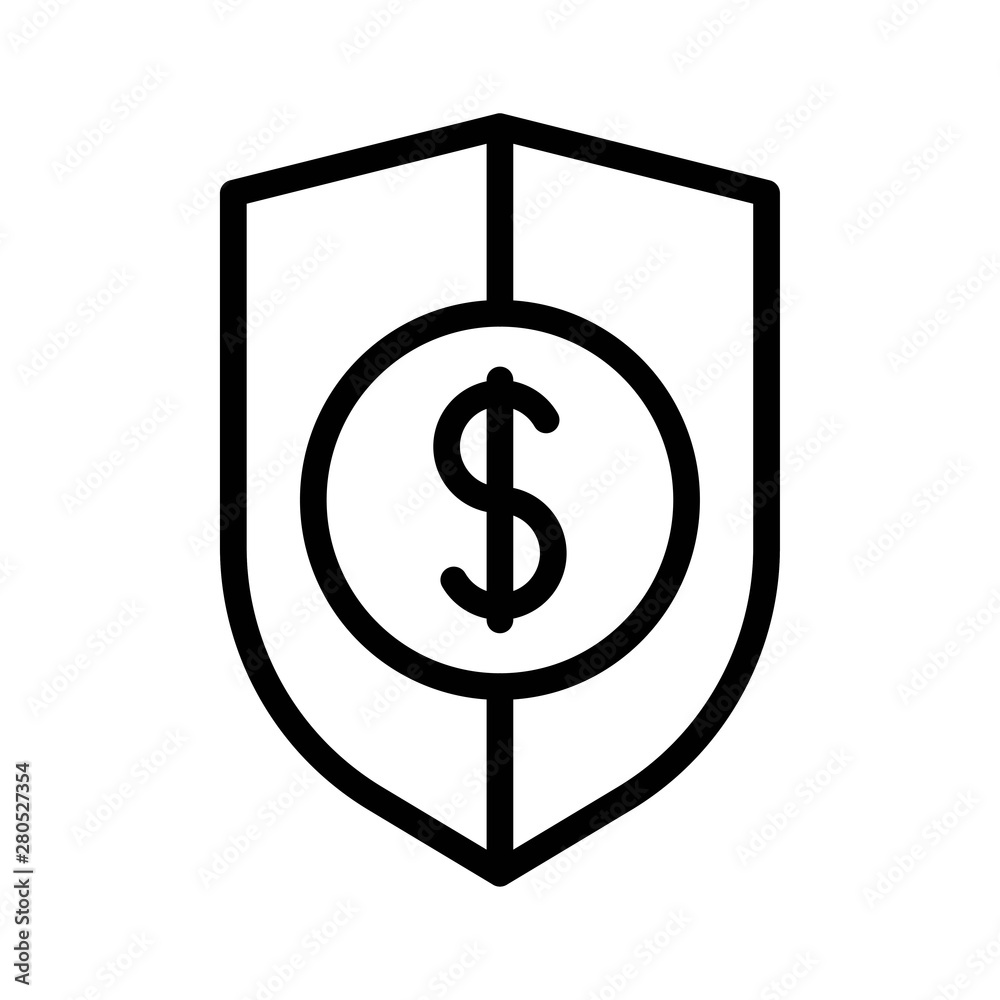 protective shield dollar sign editable outline icon in business and investment. protective shield dollar sign editable outline icon in business and investment.