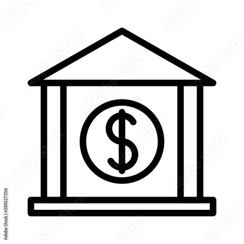banking building dollar sign  editable outline icon in business and investment.