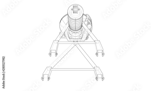 Car suspension with shock absorber. Vector