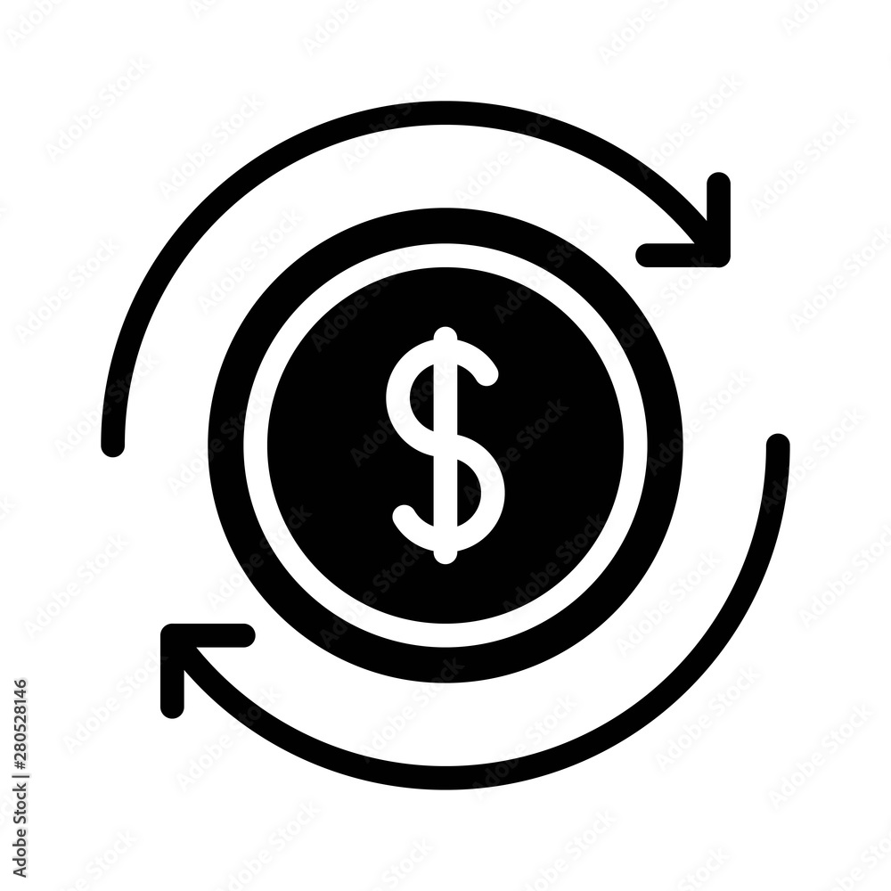 dollar sign currency exchange black solid icon in business and investment. dollar sign currency exchange black solid icon in business and investment.
