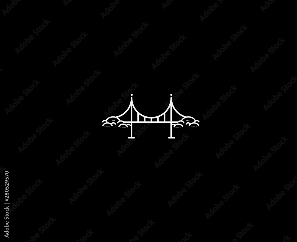 Golden Gate Bridge. Vector landmark Flat line art icon. Golden Gate Bridge. Vector landmark Flat line art icon.