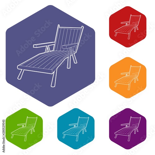 Beach chaise lounge icon. Isometric 3d illustration of beach chaise lounge vector icon for web