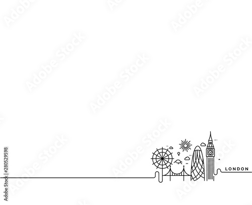 London Skyline Silhouette in black and white, Vector Illustration.