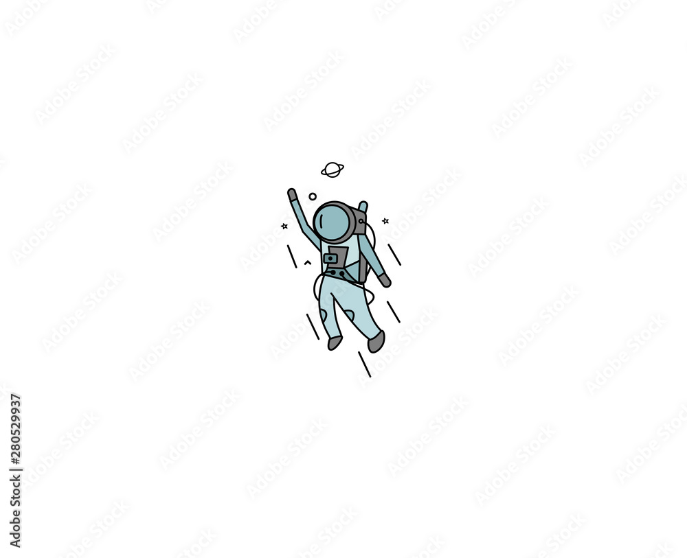 Astronaut in spacesuit, Flat Line Art Design illustration. Astronaut in spacesuit, Flat Line Art Design illustration.
