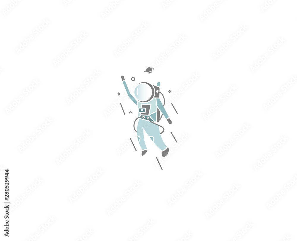 Astronaut in spacesuit, Flat Line Art Design illustration. Astronaut in spacesuit, Flat Line Art Design illustration.