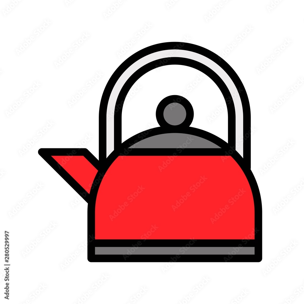 hot kettle handle pot editable outline icon in filled design.