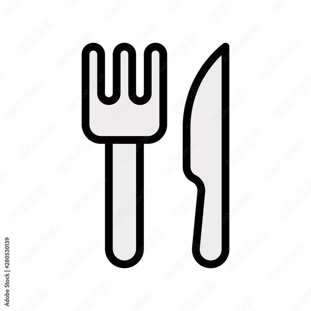 Meal serving editable outline icon of steel fork and knife in filled design. Meal serving editable outline icon of steel fork and knife in filled design.
