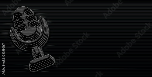 Wave line of microphones and recorders for journalism symbol.