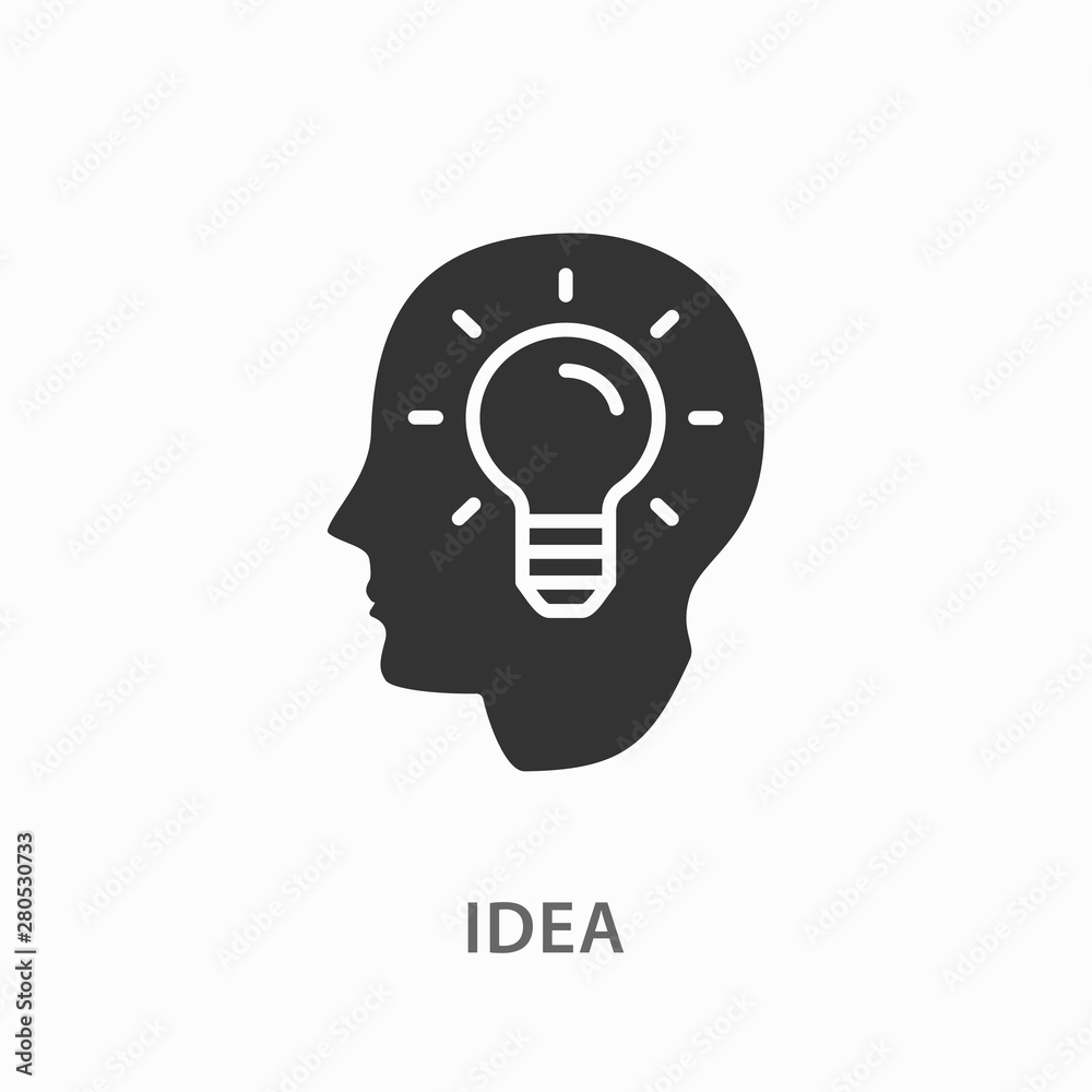 Creative brain idea icon on white background. Creative brain idea icon on white background.