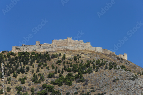 Argos, Greece - 25 July 2019: the fortress on Mount Larissa in Argos in the Peloponnese