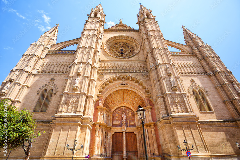 Facade of The Cathedral in Palma de Mallorca, Spain