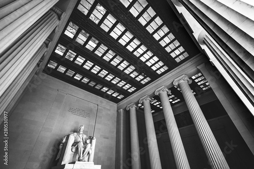 Black and White Abraham Lincoln Statue Memorial Washington DC
