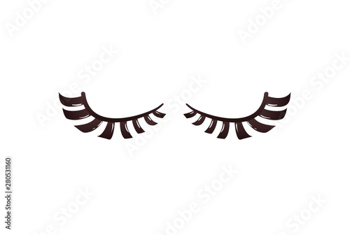 Black curly eyelashes in flat cartoon style