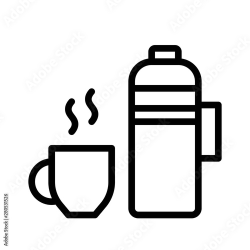 Thermo Bottle and hot mug, restaurant related editable outline icon