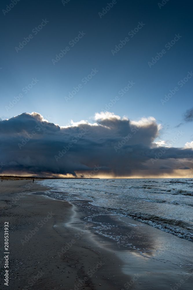 Dark clouds over Baltic sea at Liepaja, Latvia.