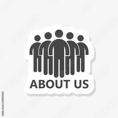 About us sticker button design