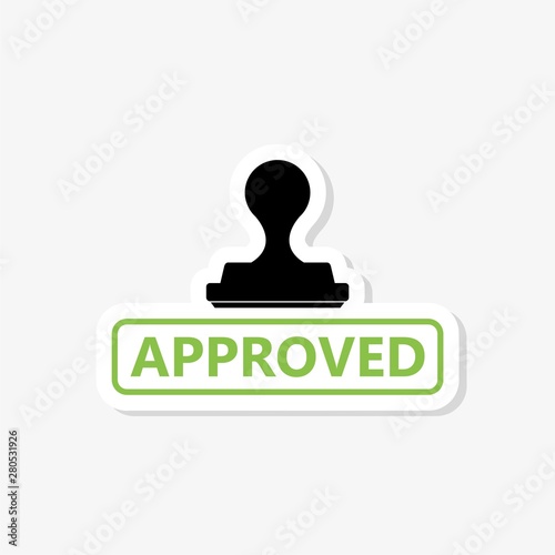 Stamp with green "Approved" sign on white background