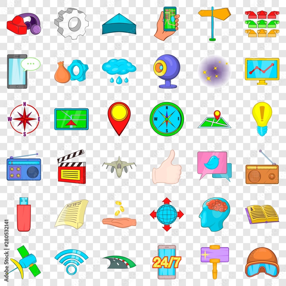 Mark icons set. Cartoon style of 36 mark vector icons for web for any design
