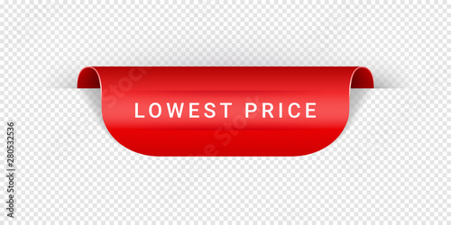Lowest Price Vector Sticker, Tag, Banner, Label, Sign Or Ribbon Realistic Red Origami Style Vector Paper Ribbon For Web Banner Or Print Poster. Eps 10
