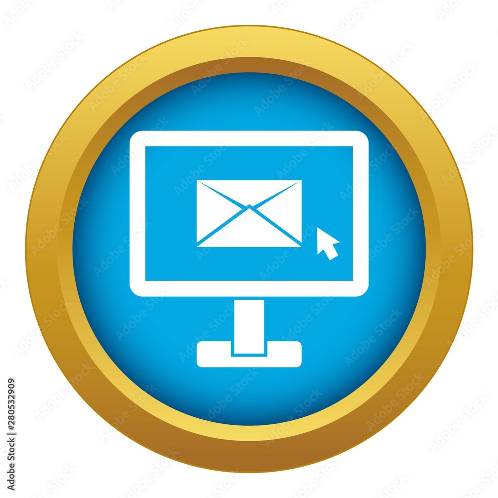 Monitor with email sign icon blue vector isolated on white background for any design Monitor with email sign icon blue vector isolated on white background for any design