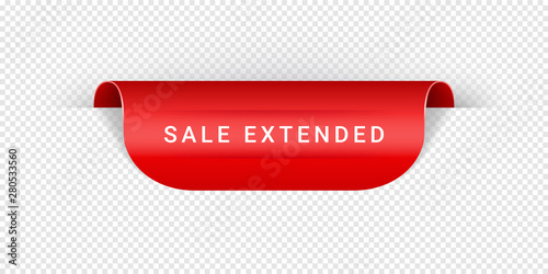 Sale Extended Vector Sticker, Tag, Banner, Label, Sign Or Ribbon Realistic Red Origami Style Vector Paper Ribbon For Web Banner Or Print Poster. Eps 10