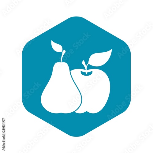 Apple and pear icon. Simple illustration of apple and pear vector icon for web design